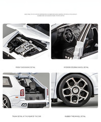 1:32 Rolls Royce Cullinan SUV Alloy Diecast Car Model w/ Sound & Light