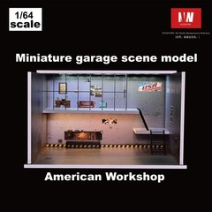 Diorama 1/64 Car Garage Model LED Lighting City Parking Lot Car Display Cabinet