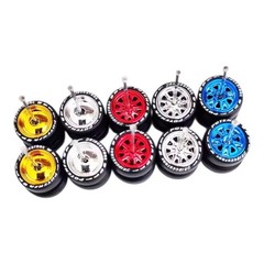 5 Sets Chrome Rim Mix & 11mm Bridgestone Rubber Tires For 1/64 Hot Wheels Swap