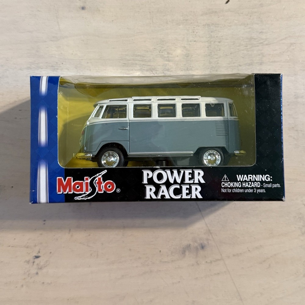 Vintage Maisto Volkswagen Van 1:33 NEW Gray Blue Bus