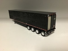 BLACK DCP 1/64th Cattle Trailer QUAD Axle W/ SINGLE TAG AXLE CHROME FRONT