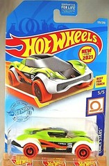 2021 Hot Wheels #135 Track Stars 5/5 COSMIC COUPE Green-White w/Orange Wheels