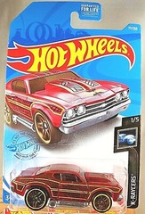 2021 Hot Wheels #77 X-Raycers 1/5 ’69 CHEVELLE Dark Red w/Black Pr5Sp Yellow Rim