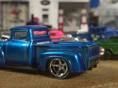 Hot Wheels Spectra Flame Blue Over Zinc Plated ‘56 Ford F100 Custom Wheel Swap