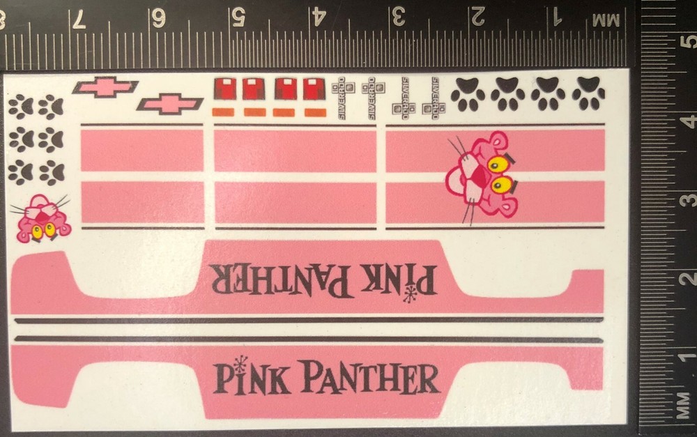 Clear 1:64 Waterslide Decal for 83 Chevy Silverado Pink Panther