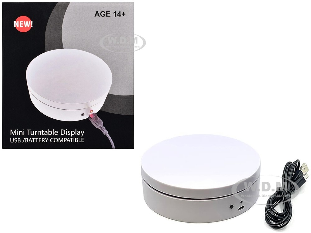 MINI TURNTABLE ROTATING DISPLAY STAND 4.75″ WHITE FOR 1/64 SCALE MODELS E12-WH