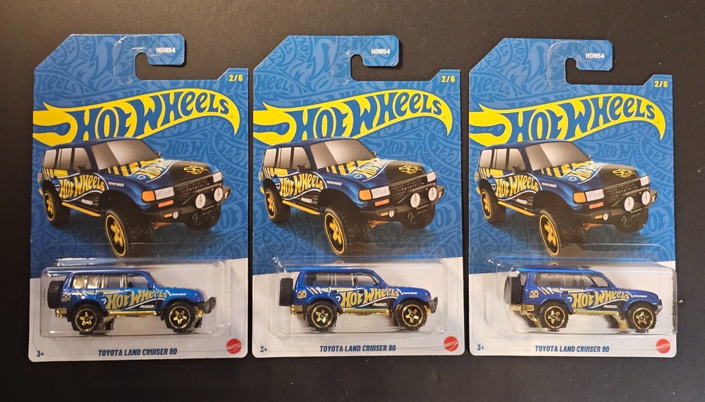 Toyota Land Cruiser 80 2/6 JKX88 Hot Wheels 2026 58th Anniversary BLUE & GOLD