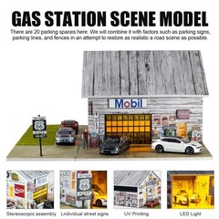 1/64 Diorama Garage Model With LED Parking Lot Display Case For Hot Wheels US