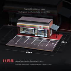 Diorama 1/64 Scale Diecast Car Garage Model LED Street Buildings Scene Gifts US
