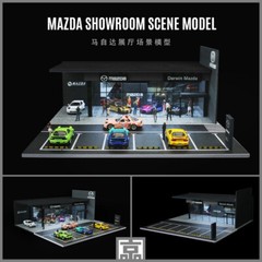 1/64 Diorama Garage Model With LED Japanese Parking Lot Scene Display Case US