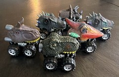 Dinosaur Monster Trucks Lot of 6 Dino Head Pull Back Cars Toys Kids Gift Bundle