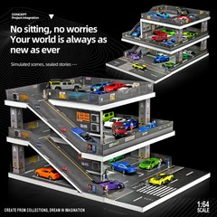 1/64 Diorama Diecast Garage Model LED Japanese Multi-Story Model Car Storage US