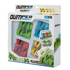 Set of 4 Double-sided Stunt Flip Inertia Powered Car Toys Vehicle 360 Rotation
