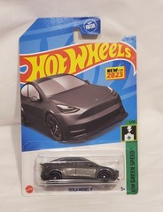Hot Wheels HW Green Speed 1/10 Tesla Model Y Gray With Black Rims