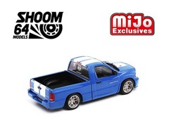 SHOOM64 1:64 2003 Dodge Ram SRT-10 Pickup Electric Blue / White Stripes – Mijo