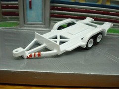 Hot Wheels Single Car Trailer Loose white Team Transport Real Riders, Metal Base