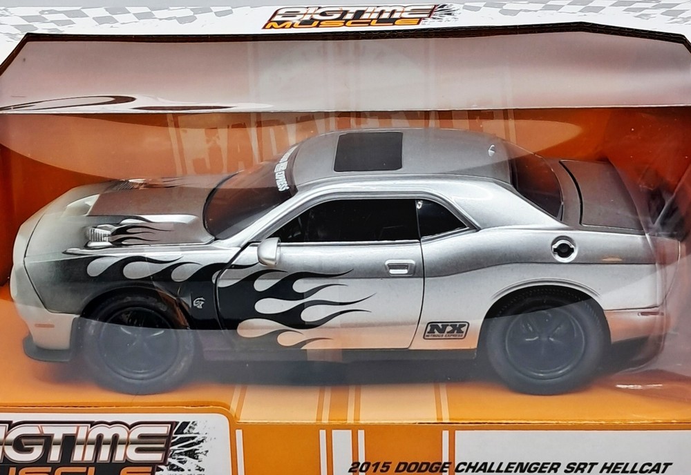 Jada 2015 Dodge Challenger SRT Hellcat NX Bigtime Muscle Silver Black 1/24 New