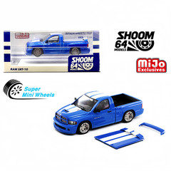 SHOOM64 1:64 2003 Dodge Ram SRT-10 Pickup Electric Blue / White Stripes – Mijo