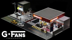 1/64 Diorama Diecast Garage Model LED Lighting Parking Lot Display Case Model US