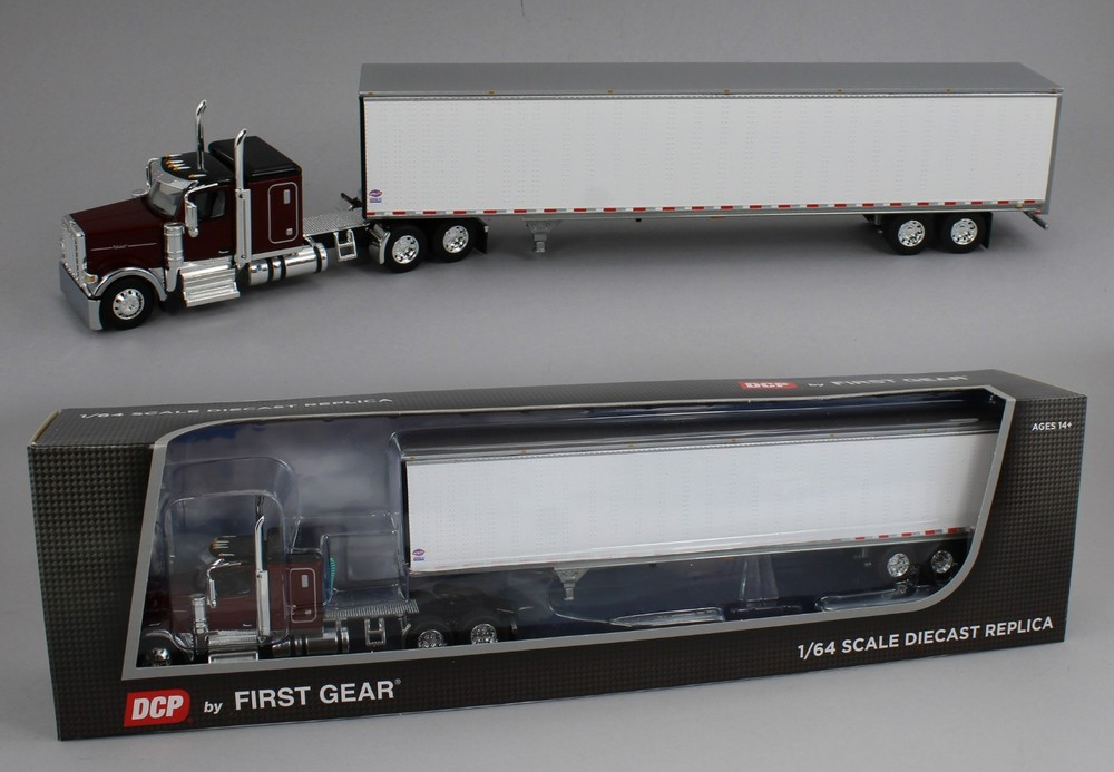 DCP 1:64 *RED* Peterbilt 589 58″ Flattop w/53′ VAN TRAILER *NIB*