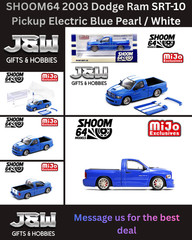 SHOOM64 2003 Dodge Ram SRT-10 Pickup Electric Blue Pearl / White Stripes 1/64