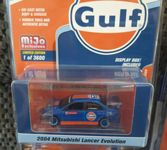1/64 JOHNNY LIGHTNING GULF OIL RACING #63 2004 MITSUBISHI LANCER EVOLUTION MIJO