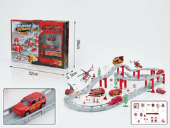 Fire Engine Track Toy Set – Diecast Alloy Emergency Vehicles & Garage – 53pc