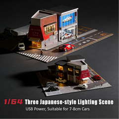 1/64 Diorama Garage Model With LED Parking Lot Display Case For Hot Wheels US