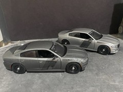 2-PACK NJSP 1:24 Scale Die-Cast 2023 Dodge Charger Gray/Silver Ghost Units