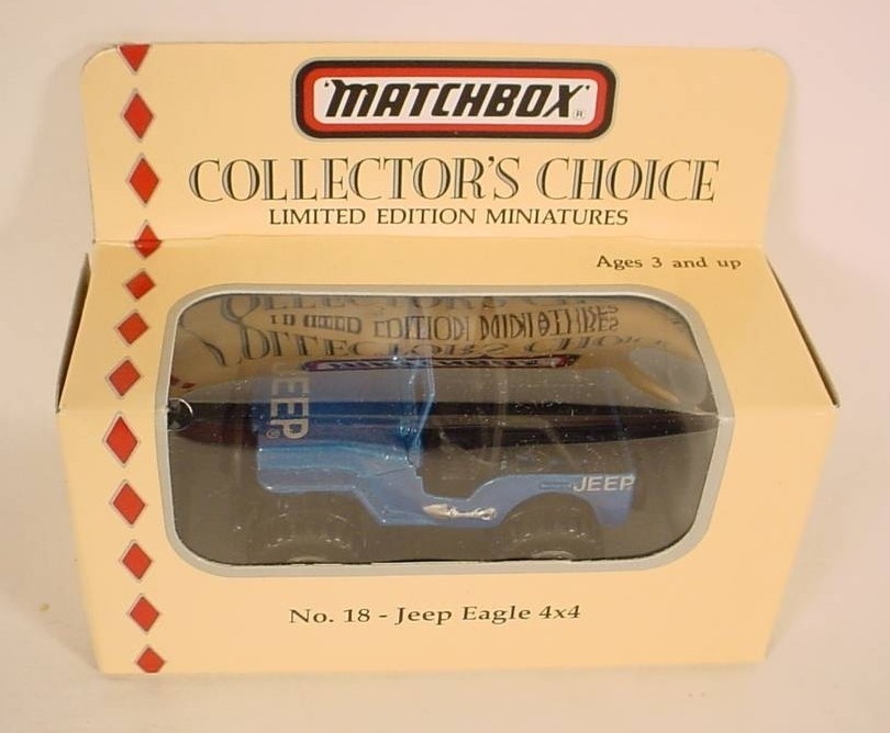MATCHBOX COLLECTORS CHOICE # 18 BLUE JEEP EAGLE 4X4 MB 5-D13