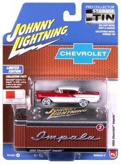 1958 Chevy Impala Rio Red/White Johnny Lightning Collectors Tin 1:64 Scale NEW