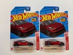 2023 HOT WHEELS RED EDITION TESLA MODEL Y #3/12 TARGET EXCLUSIVE LOT OF 2