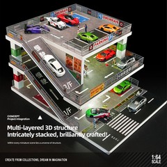 1/64 Diorama Diecast Garage Model LED Japanese Multi-Story Model Car Storage US