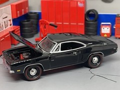 1968-1970 Dodge Charger R/T Hemi Black Opening Hood 1/64 Scale Mopar