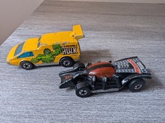 Vintage 1970s Marvel Hot Wheels Hulk and Spider-Man Cars – Lot of 2