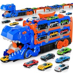 T-Rex Transporter Dinosaur Truck Toys. Car Toys Set for Kids -blue
