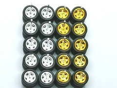 Hot Wheels 5 STAR Rubber Tire 10 mm Long Axle 10 set (Gold + Chrome) MIX