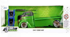 1947 FORD COE FLATBED TRUCK GREEN & EXTRA WHEELS 1/24 DIECAST BY JADA 35043