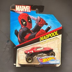 Hot Wheels Marvel Deadpool Diecast Character Car Red Black