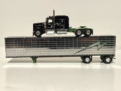 RARE! 1/64 DCP Black Kenworth W900 L & Chrome Van Trailer JERRY LINANDER #33722