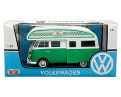 1/24 MotorMax Volkswagen Type 2 (T1) Camper Van Diecast Model White Green 79592