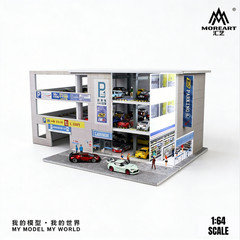 1/64 Diorama Garage Model With LED Parking Lot Display Case For Hot Wheels US