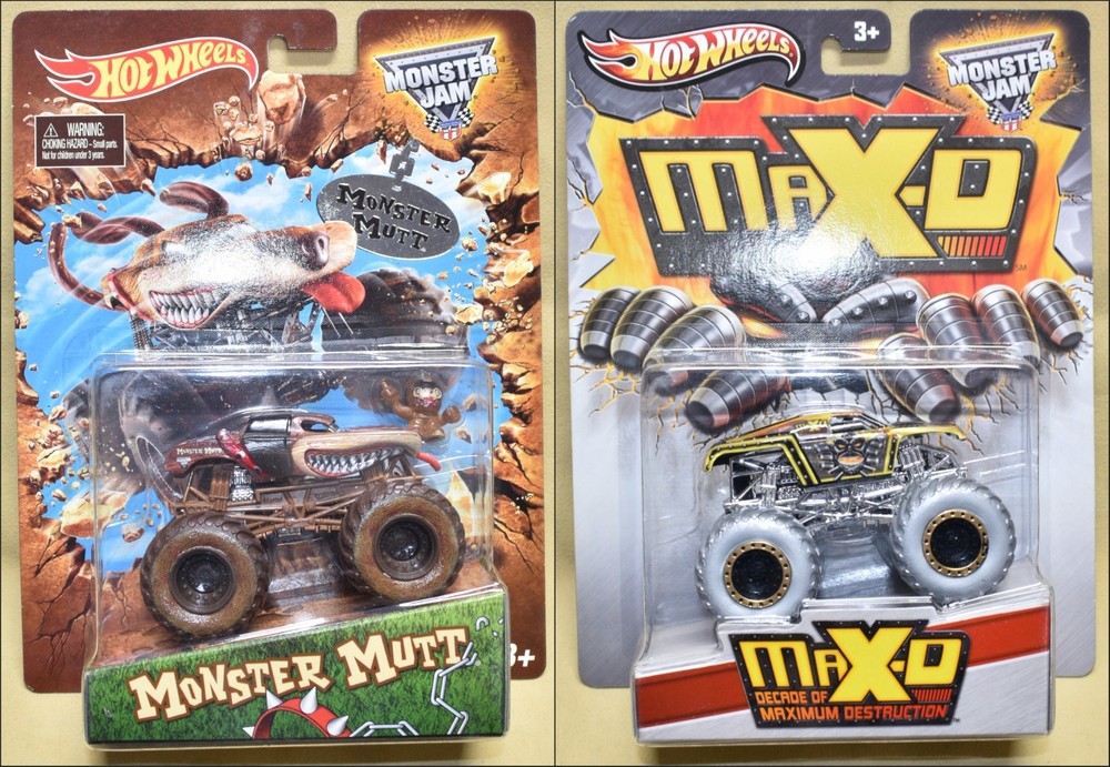 2013 Hot Wheels MAX-D/MONSTER MUTT MONSTER JAM TRUCKS WALMART MAIL IN LOT OF 2