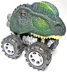 T-REX TYRANNOSAURUS REX DINOSAUR HEAD PUSH & GO GREEN 2 1/2″ PLASTIC TOY CAR