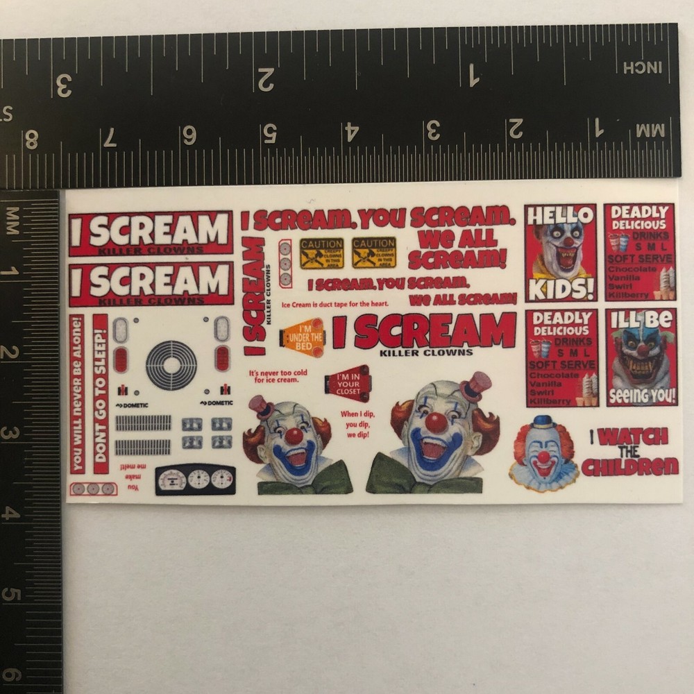 Clear Waterslide Decal for Hot Wheels Ice Cream Truck Quick Bite I SCREAM Clown