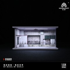 1/64 Diorama Diecast Garage Model Parking Lot Scene LED Lighting Display Case US