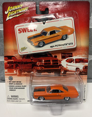 Johnny Lightning Sweet ‘70 Plymouth GTX Orange 1:64 Die-Cast Metal Real Wheels