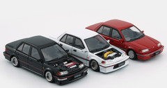 BM 1/64 Die Cast HONDA CIVIC EF2 (LHD) Model Cars (3-PACK) *BLACK-RED-WHITE*