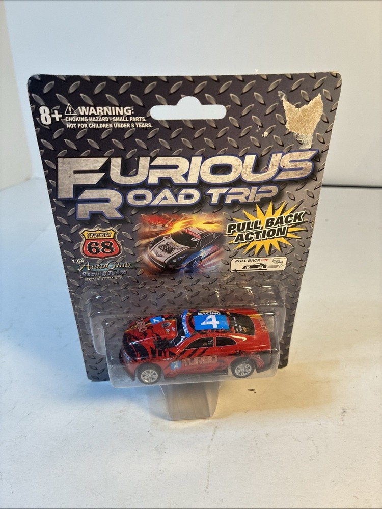 Furious Road Trip Racing 4 Turbo Toy Car. Highway Auto Club. Pull Back Action.