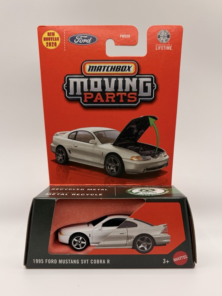 Matchbox 2026 – Moving Parts – White 1995 Ford Mustang SVT Cobra R #36/50